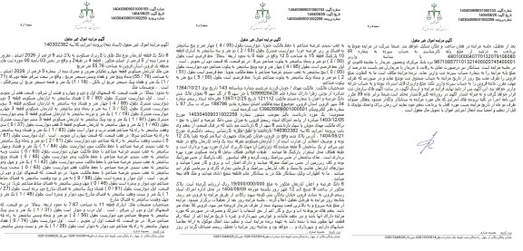 مزایده 6 دانگ یک قطعه آپارتمان به مساحت 55.76 مترمربع