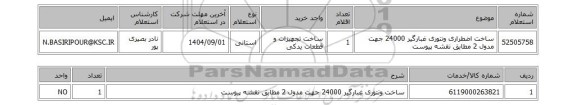 استعلام ساخت اضطراری ونتوری غبارگیر 24000 جهت مدول 2 مطابق نقشه پیوست