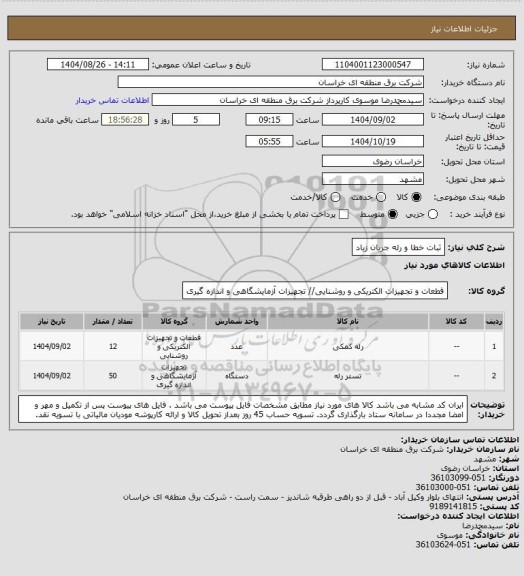 استعلام ثبات خطا و رله جریان زیاد