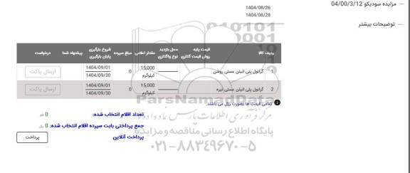 مزایده گرانول پلی اتیلن عسلی روشن ...