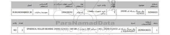 استعلام رولر بیرینگ بشکه ای 24048 CC/W33