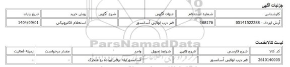 استعلام الکترونیکی، فنر درب لولایی آسانسور