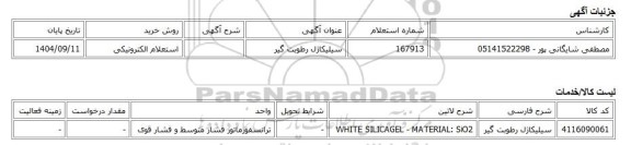 استعلام الکترونیکی، سیلیکاژل رطوبت گیر