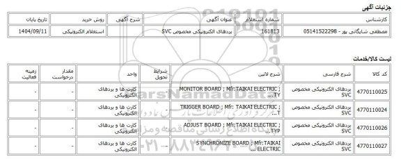 استعلام الکترونیکی، بردهای الکترونیکی مخصوص SVC