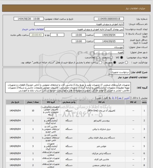 استعلام درخواست تجهیزات