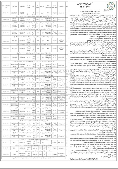 مزایده فروش ماشین آلات مستهلک نوبت دوم 