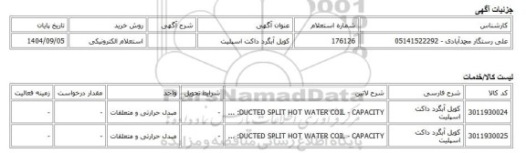 استعلام الکترونیکی، کویل آبگرد داکت اسپلیت