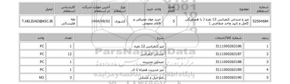 استعلام میز و صندلی  کنفرانس 12 نفره ( با هماهنگی کامل و تایید واحد متقاضی )