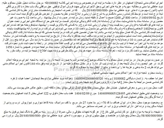 مزایده سرقفلی یک باب مغازه با کاربری کافی شاپ (آشور)