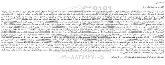 مزایده یک واحد آپارتمان تحت پلاک ثبتی772/10226 