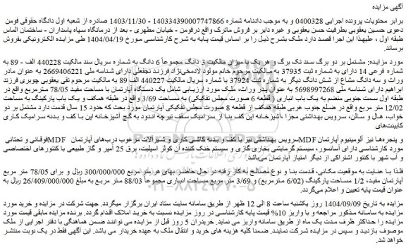 مزایده ملک 