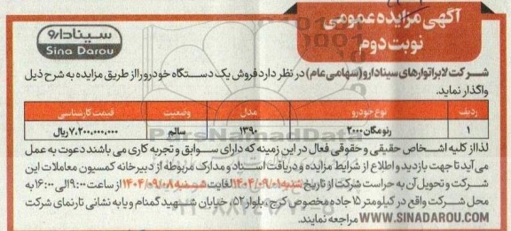 مزایده واگذاری رنو مگان- نوبت دوم