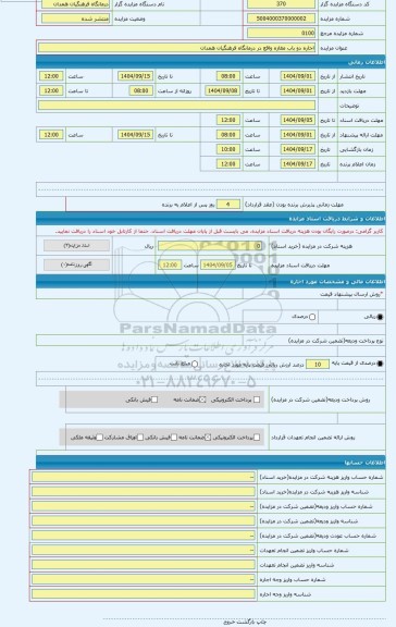 مزایده ، اجاره دو باب مغازه واقع در درمانگاه فرهنگیان همدان