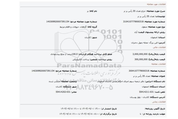 مزایده، تعداد 35 رأس بز نر