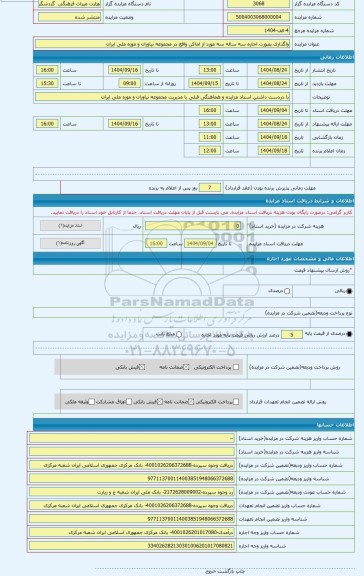 مزایده ، واگذاری بصورت اجاره سه ساله سه مورد از اماکن واقع در مجموعه نیاوران و موزه ملی ایران