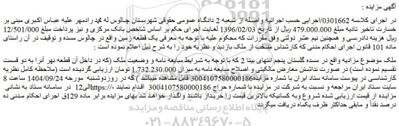 مزایده یک قطعه زمین 