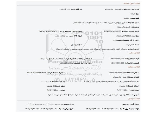 مزایده، فروش مال مشاع