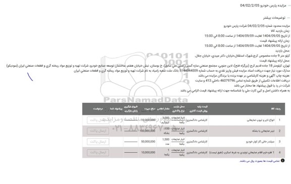 مزایده پارس خودرو