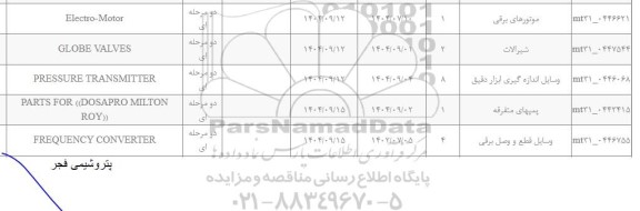 استعلام PRESSURE TRANSMITTER