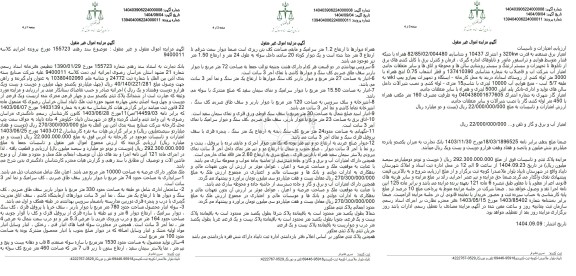 مزایده ششدانگ پلاک ثبتی یکصد و سی و چهار فرعی مجری شده از بیست و یک فرعی