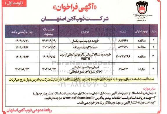 فراخوان مزایده و مناقصه خرید ده ردیف سیم بکسل...