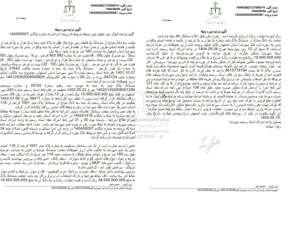 مزایده تمامت سه دانگ مشاع از ششدانگ یک قطعه زمین