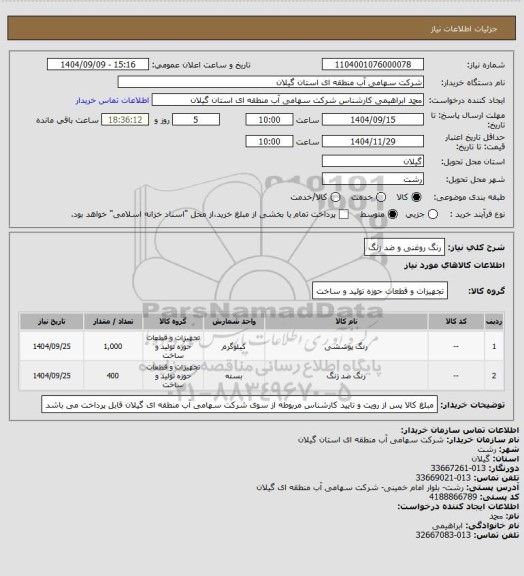 استعلام رنگ روغنی و ضد زنگ