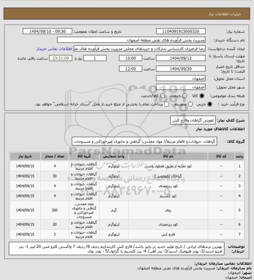 استعلام تقویتی گیاهان وقارچ  کش