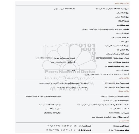 مزایده، فروش مال غیرمنقول