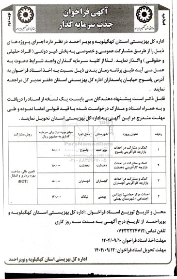 فراخوان جذب سرمایه گذار نوبت دوم 