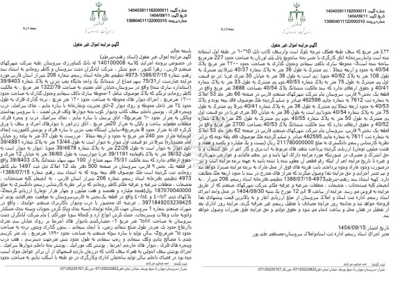 مزایده 75.31 سهم مشاع از ششدانگ یک واحد جایگاه پمپ بنزین 