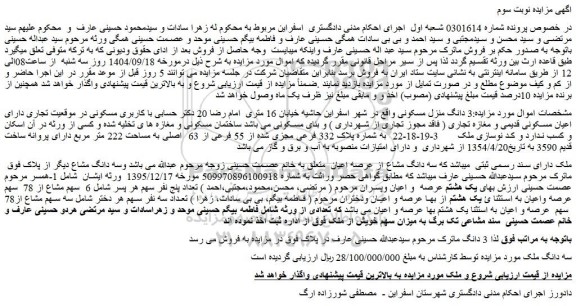 مزایده 3 دانگ منزل مسکونی