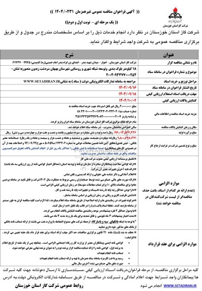 مناقصه 18 کیلومتر بلوک بندی و توسعه شبکه شهری