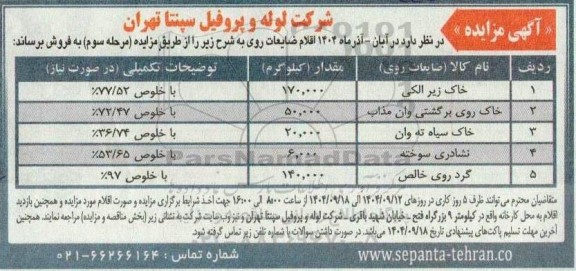 مزایده اقلام ضایعات روی مرحله سوم 