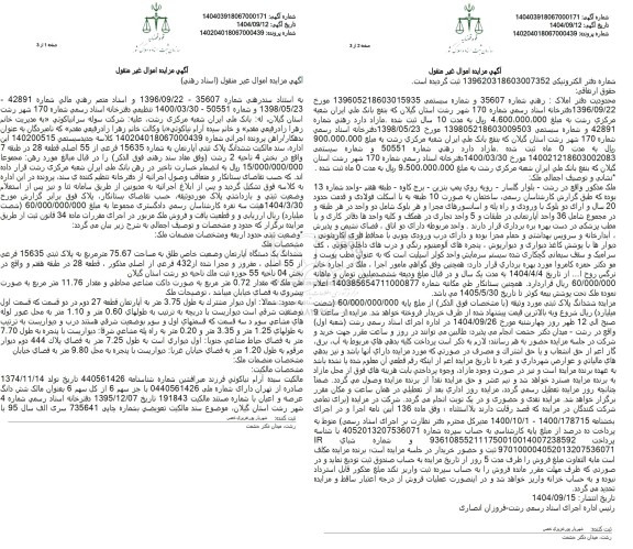 مزایده ششدانگ پلاک ثبتی آپارتمان به شماره 15635 فرعی از 55 اصلی قطعه 28   