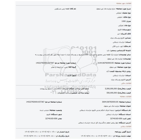 مزایده، مزایده مال غیر منقول
