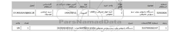 استعلام دستگاه رادیومتر پروپ سو سوزنی محیطی