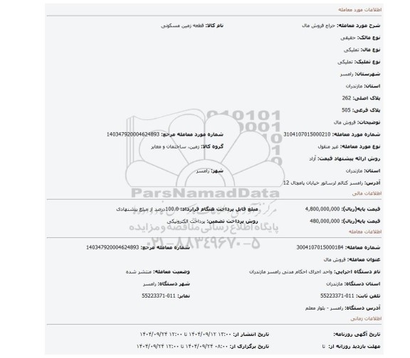مزایده، فروش مال