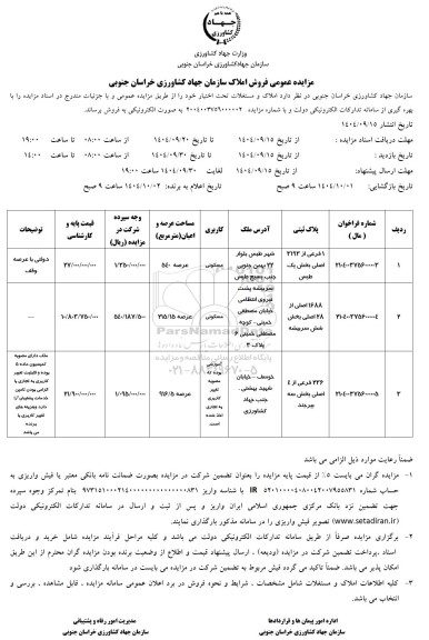 مزایده عمومی فروش املاک