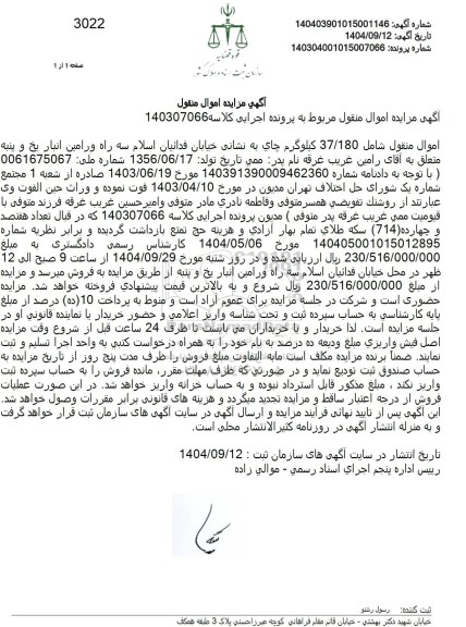 مزایده 37.180 کیلوگرم چای