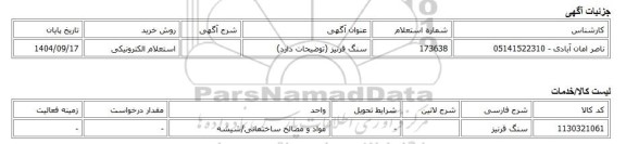 استعلام الکترونیکی، سنگ قرنیز (توضیحات دارد)