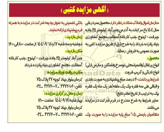 مزایده محصول سر درختی ...