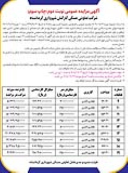 مزایده تعدادی از زمینهای تجاری - اداری  نوبت دوم
