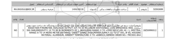 استعلام پایرومتر