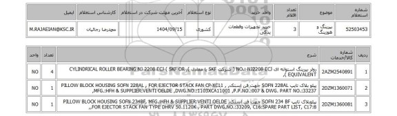 استعلام بیرینگ و هوزینگ