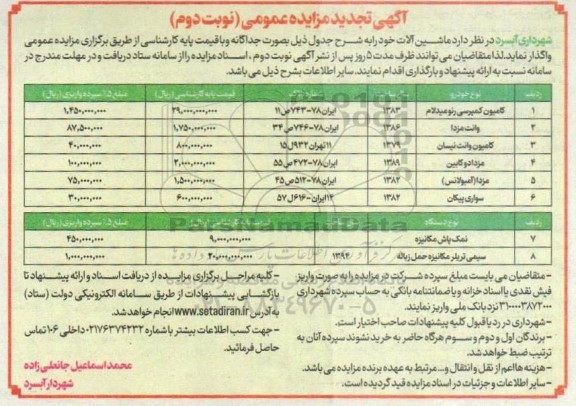 تجدید مزایده فروش ماشین آلات و...- نوبت دوم