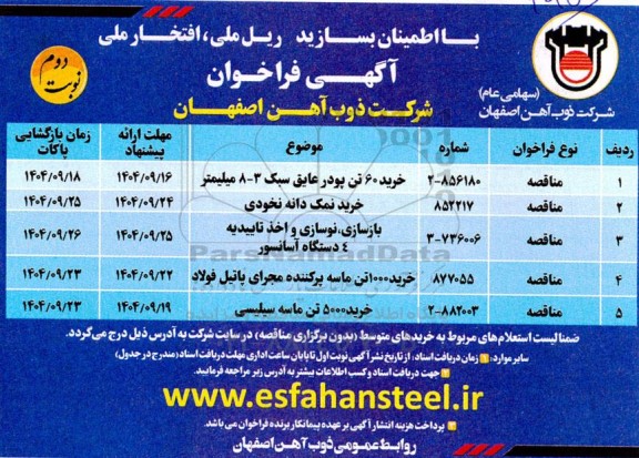 فراخوان مناقصه خرید 60 تن پودر عایق سبک 3-8 میلیمتر ...- نوبت دوم