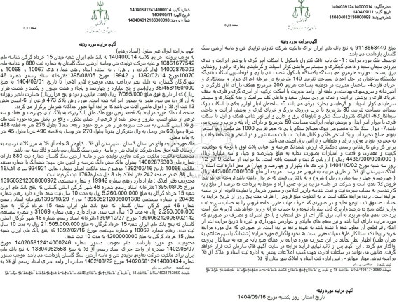 مزایده شش دانگ عرصه و اعیان متن سهم ششدانگ..