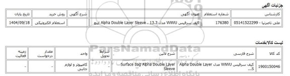 استعلام الکترونیکی، کیف سرفیس WiWU مدل Alpha Double Layer Sleeve ، 13.3 اینچ