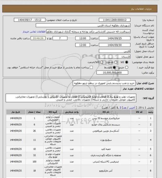 استعلام خرید و نصب سیستم پایش تصویری در سطح شهر دهکویه